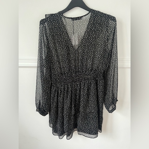 Zara NEW with tags Medium dress black and white sheer ruffles women summer NWT - Picture 5 of 9